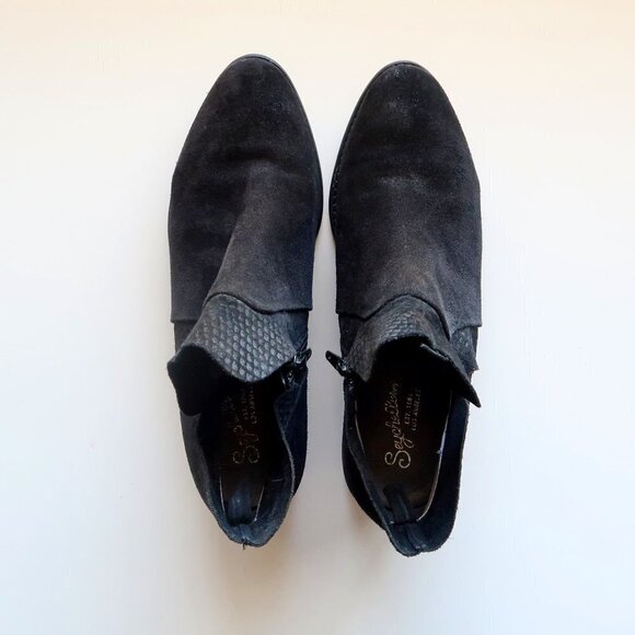 Seychelles Revolve Black Suede Leather Block Heel Ankle Boots / Booties Size 8.5 - Picture 11 of 12